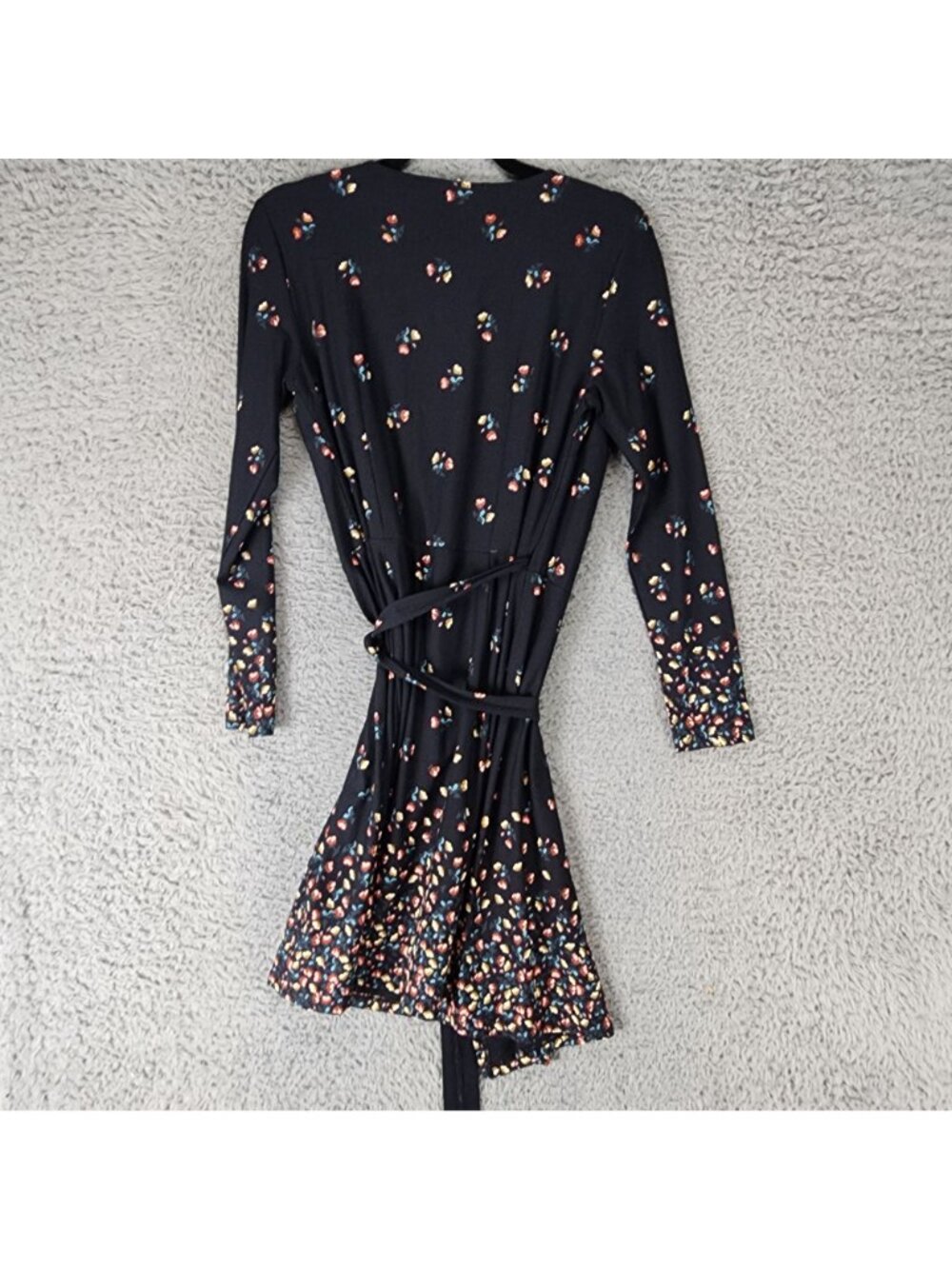Loft Dress Womens Small Black Floral Long Sleeve Wrap Dress - Picture 8 of 9